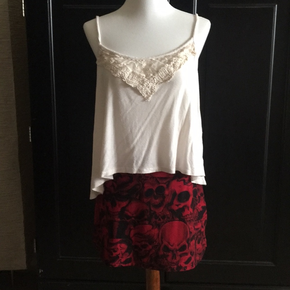 Off white tank top with lace